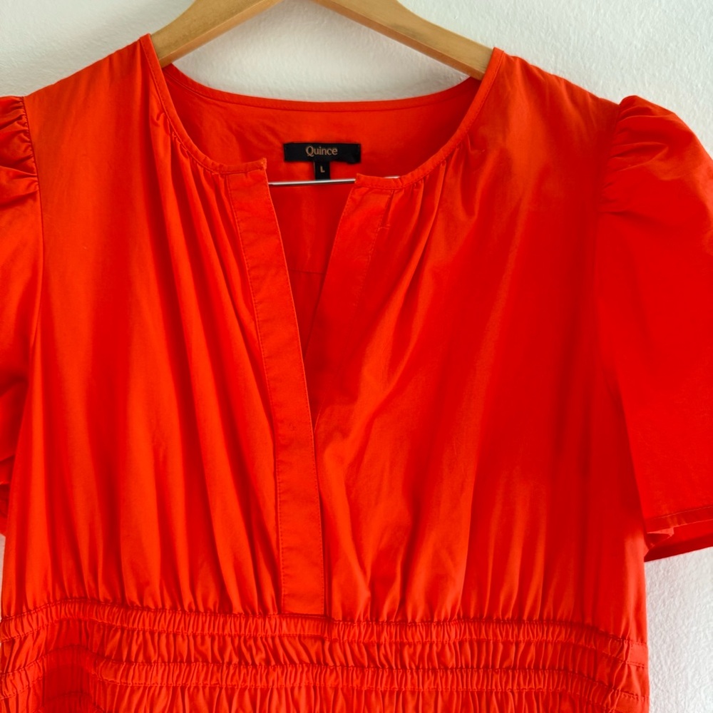 Quince 100% Organic Cotton Poplin Tiered Maxi Dress size Large - Picture 8 of 13